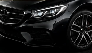Black luxury car after professional detailing