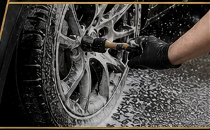 Wheel and tire cleaning by hand